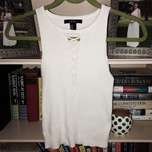 [Forever 21] White criss cross neck tank